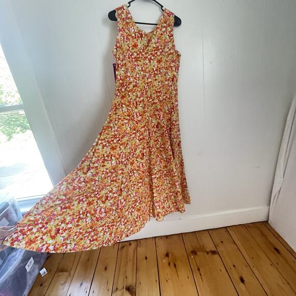NWT Vintage Cottagecore Floral Cotton Midi Dress Sz 8 India Garden Party Y2K - Picture 5 of 9